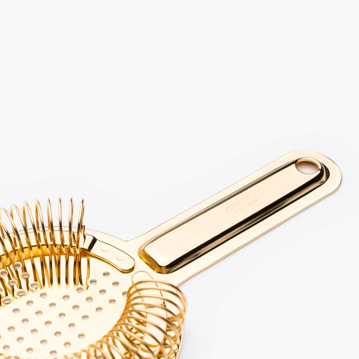 Yukiwa Baron Hawthorne strainer in gold closeup