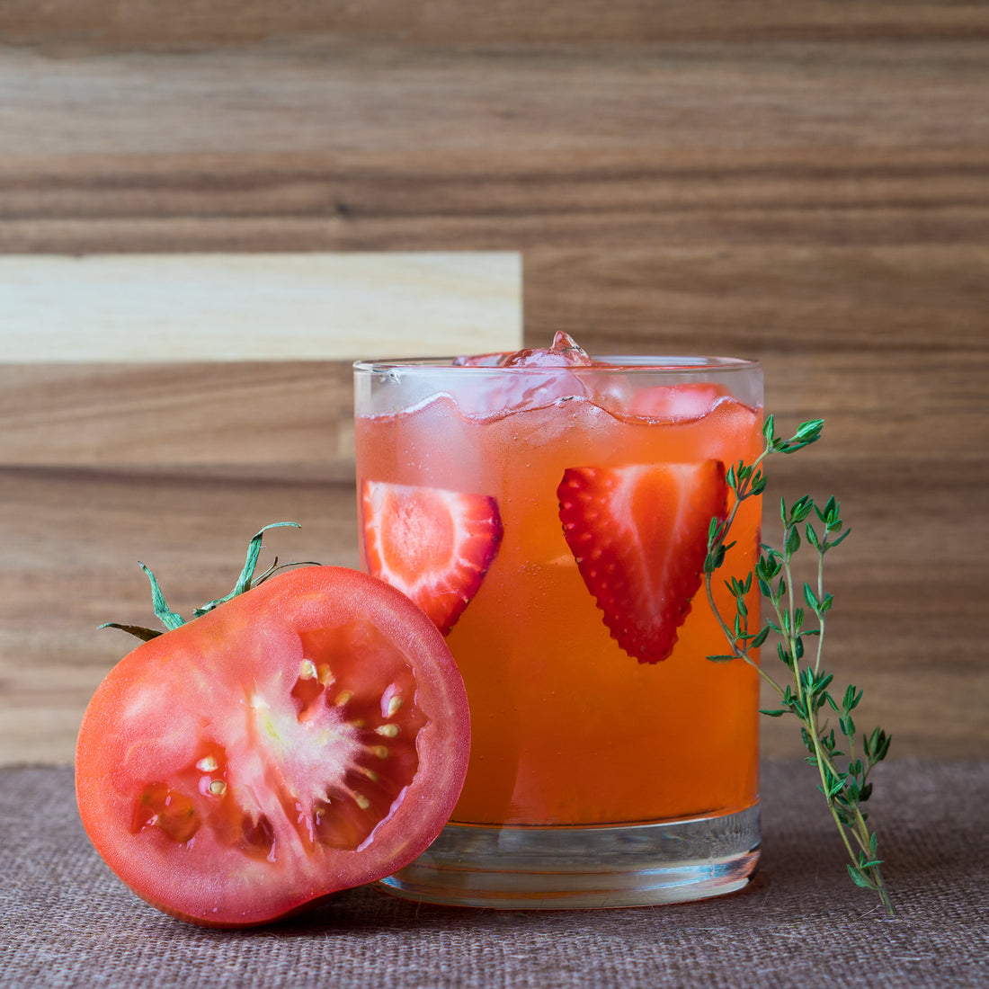 Strawberry Cocktails With Gin, Tomato, & Thyme